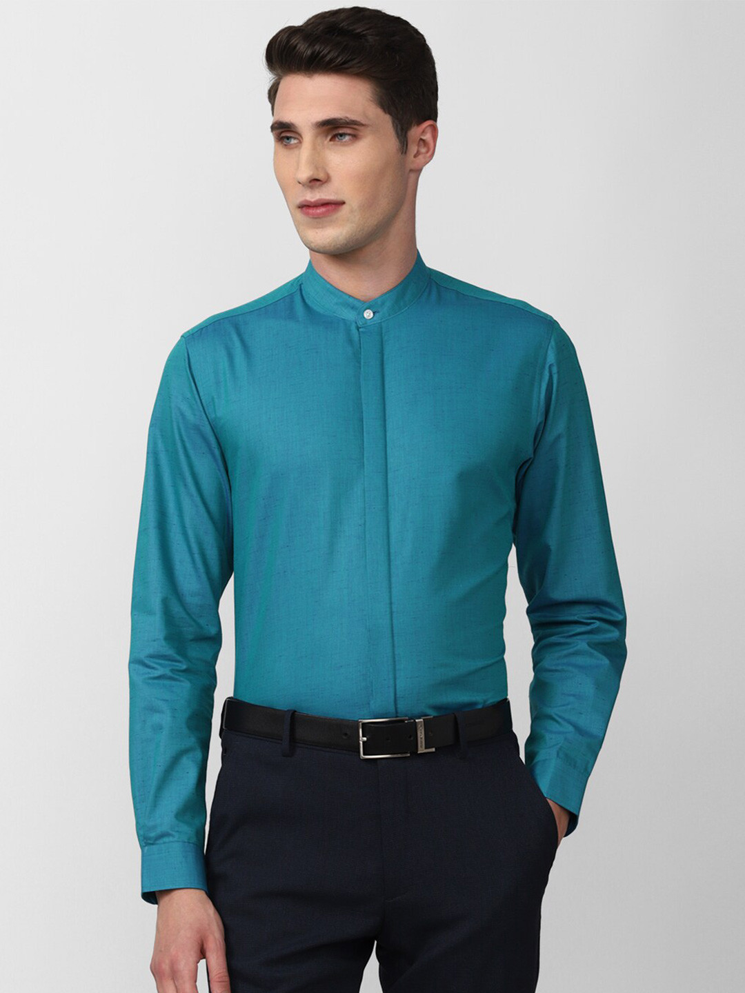 Peter England Men Teal Slim Fit Formal Shirt