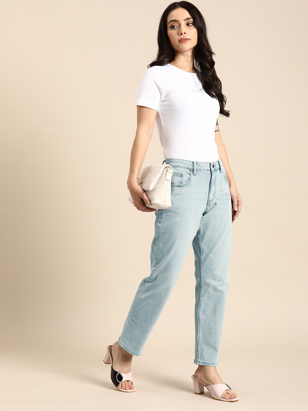 all about you Women Blue Straight Fit Heavy Fade Mid-Rise Stretchable Jeans