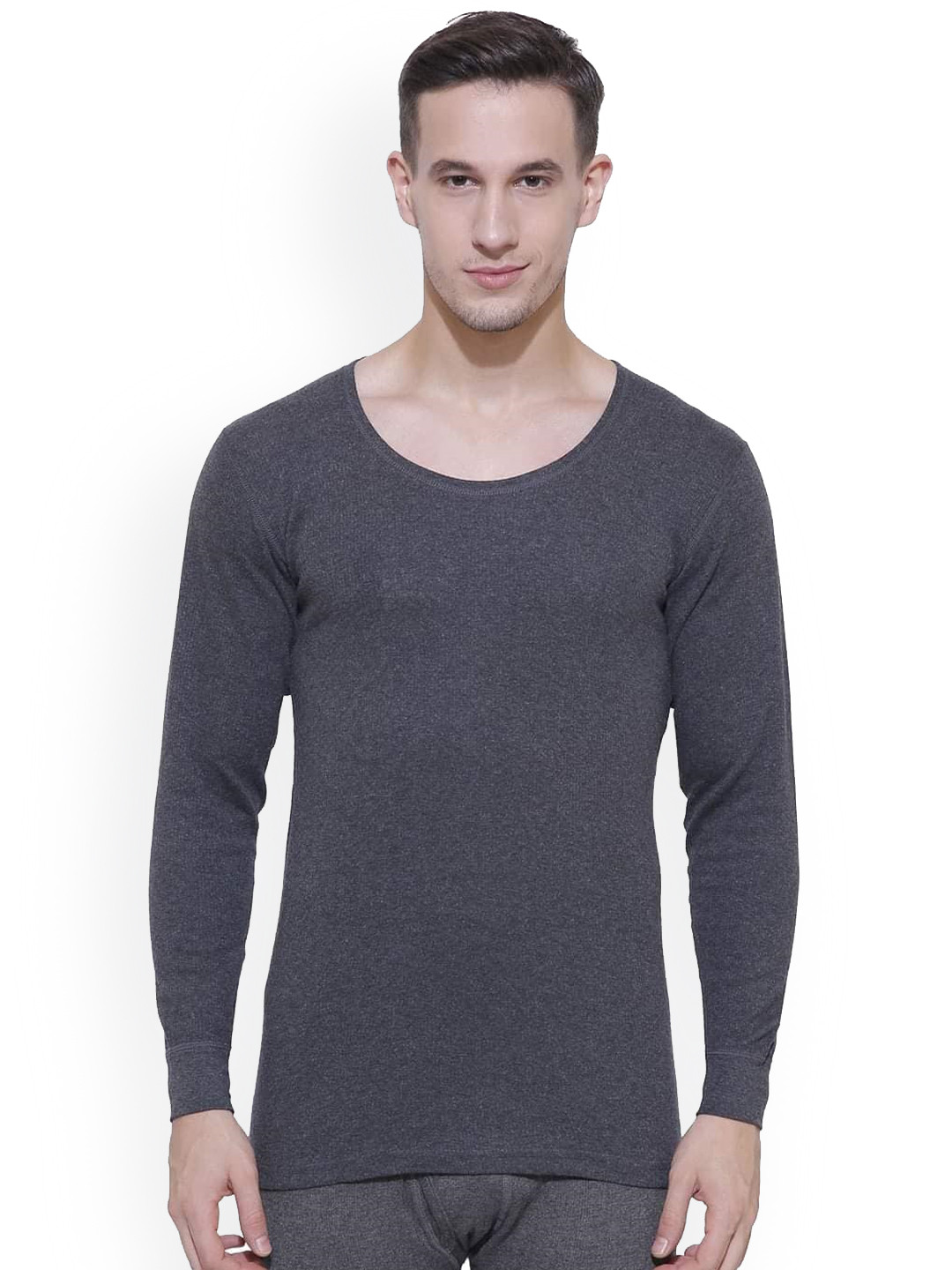 Bodycare Men Charcoal Grey Solid Thermal Tops