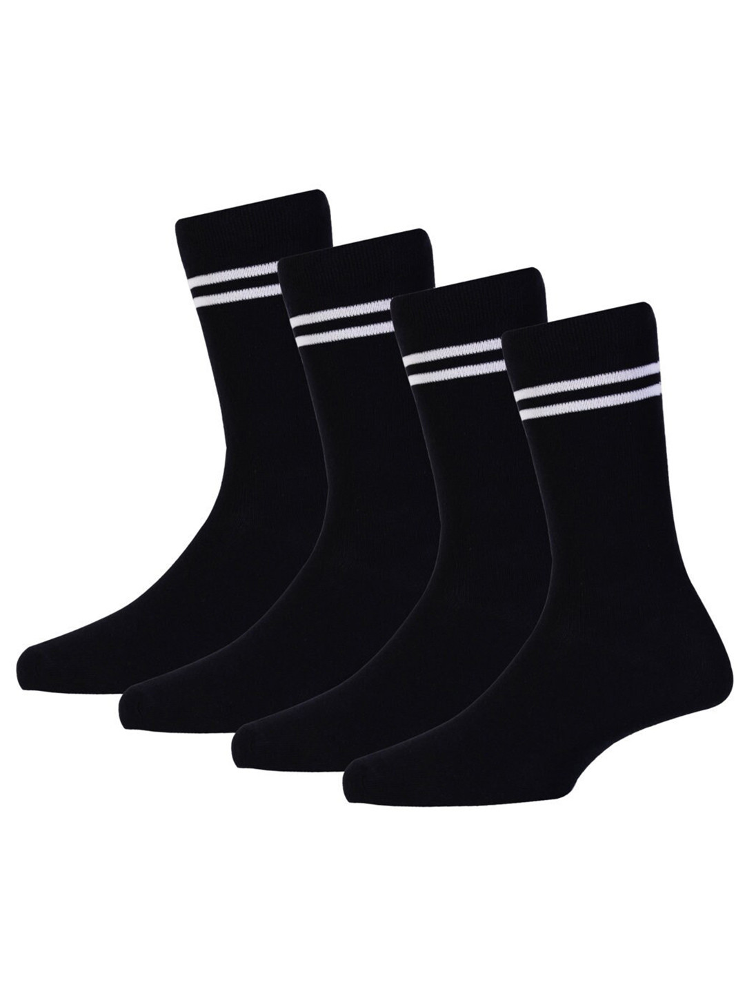 RC. ROYAL CLASS Kids Black Pack of 4 Striped Cotton Calf-Length Socks