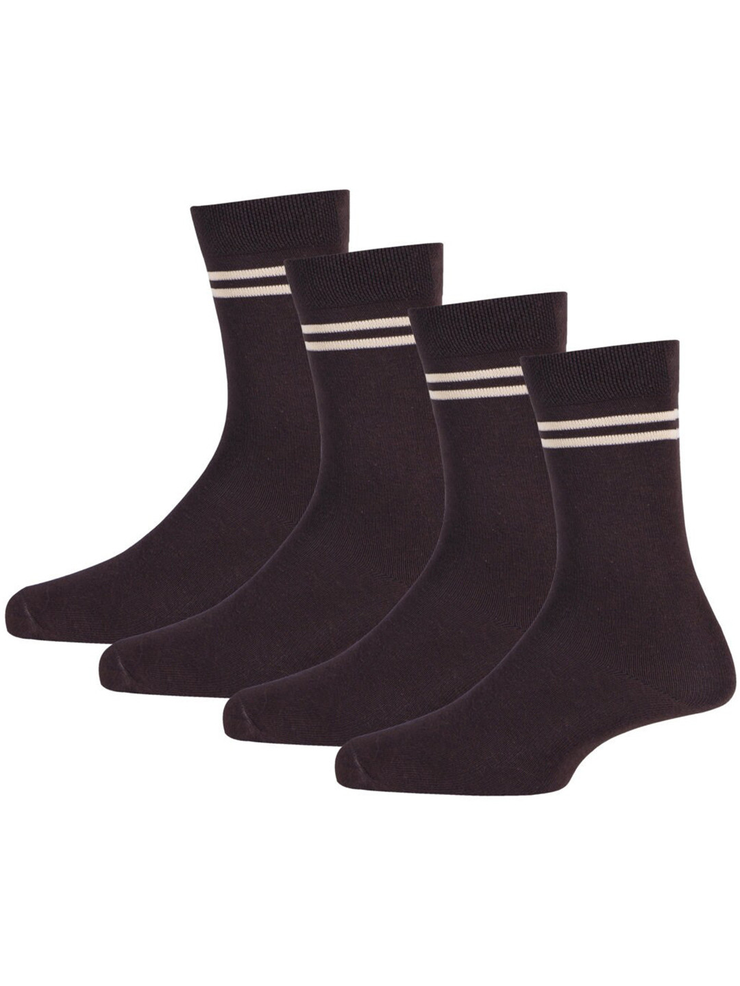RC. ROYAL CLASS Kids Pack Of 4 Brown Striped Calf-Length Socks
