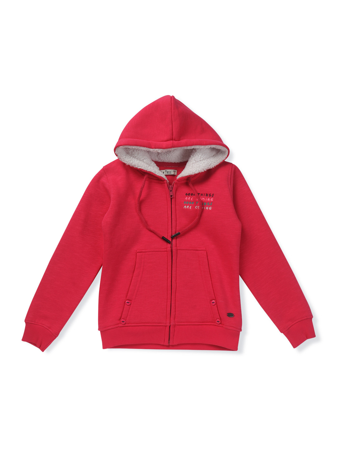 Palm Tree Girls Burgundy Solid Fleece Tailored Jacket