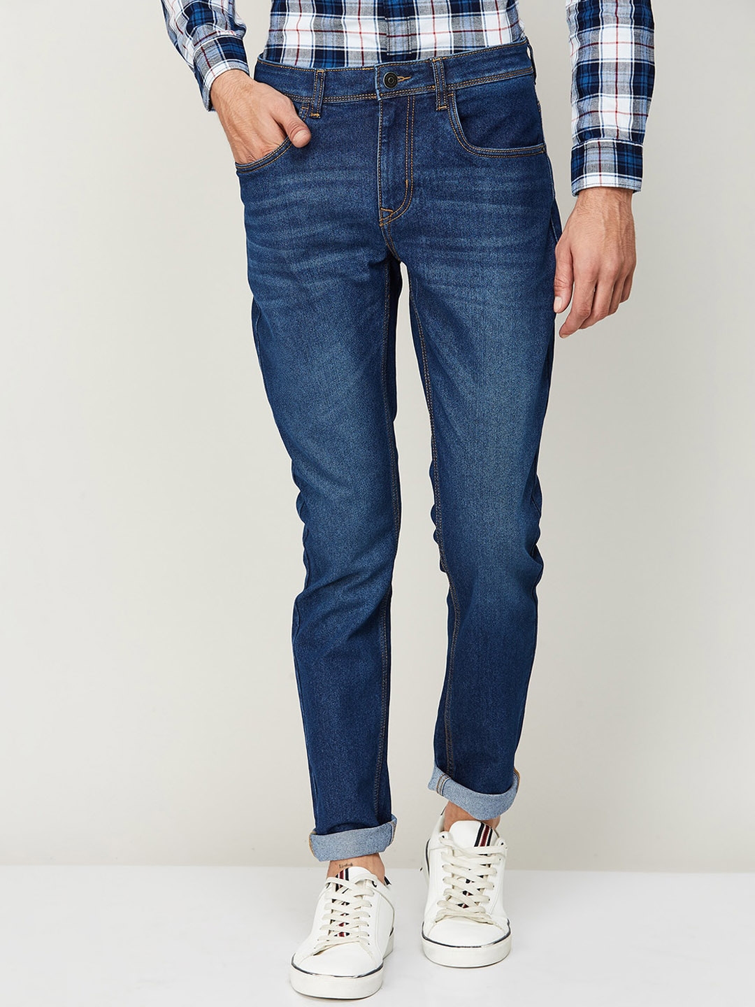 Buy Denimize By Fame Forever Men Blue Slim Fit Light Fade Jeans