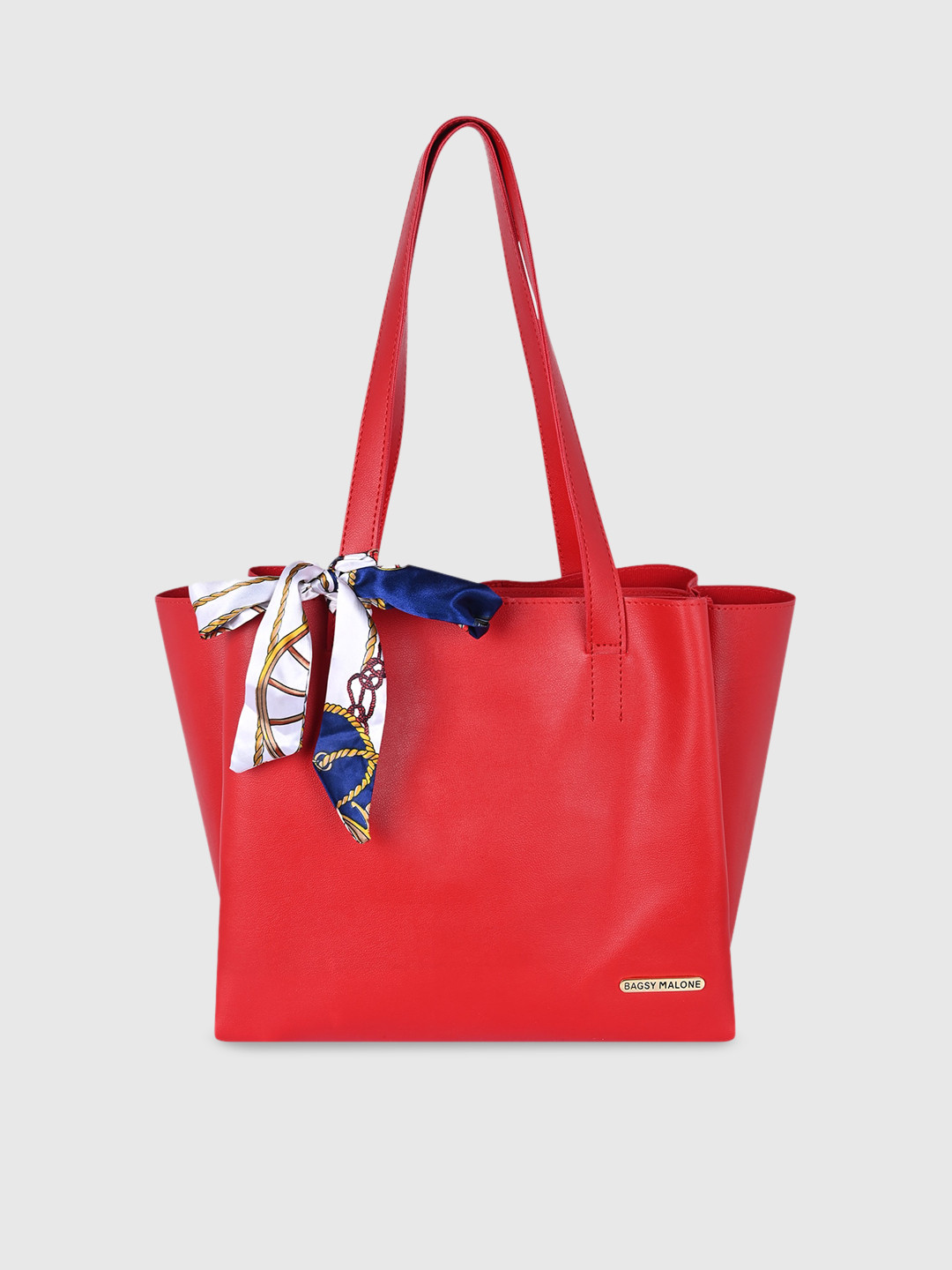 Bagsy Malone Red PU Structured Tote Bag