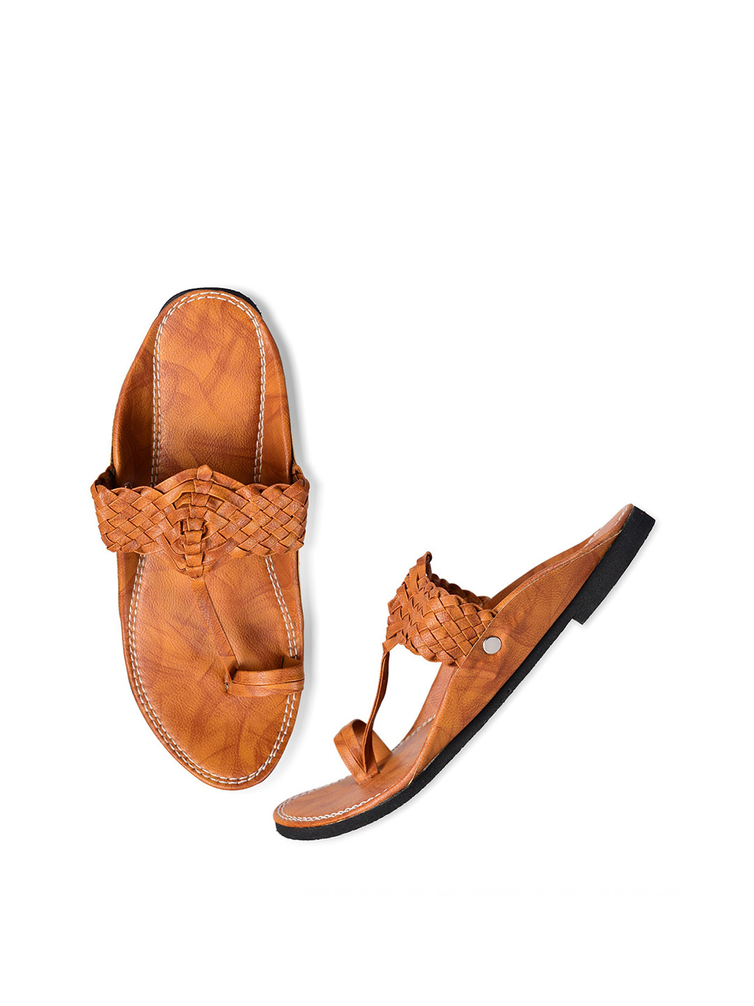 Aristitch Men Tan Leather Comfort Sandals