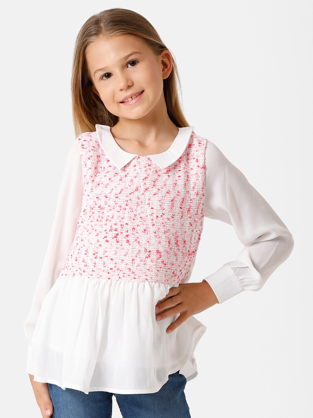 KATE & OSCAR White Peter Pan Collar Pure Cotton Top