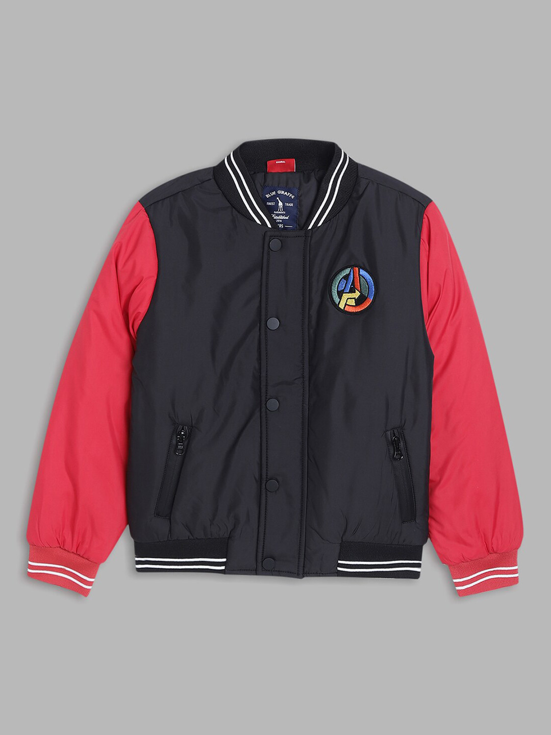Blue Giraffe Boys Black Red Puffer Jacket