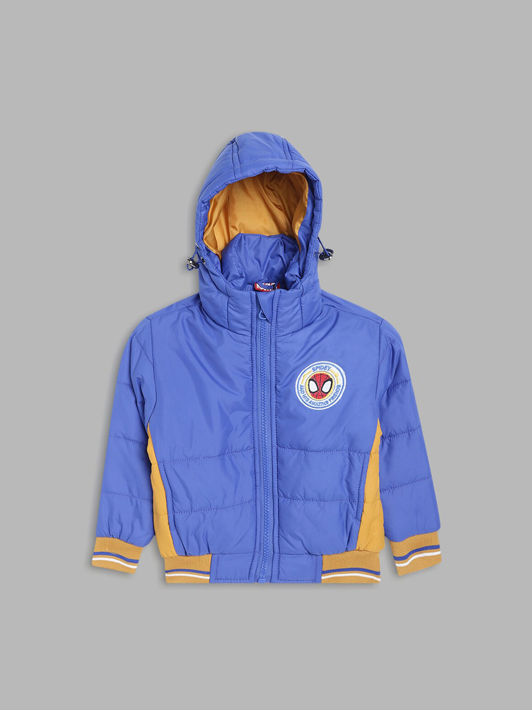 Blue Giraffe Boys Blue Yellow Puffer Jacket