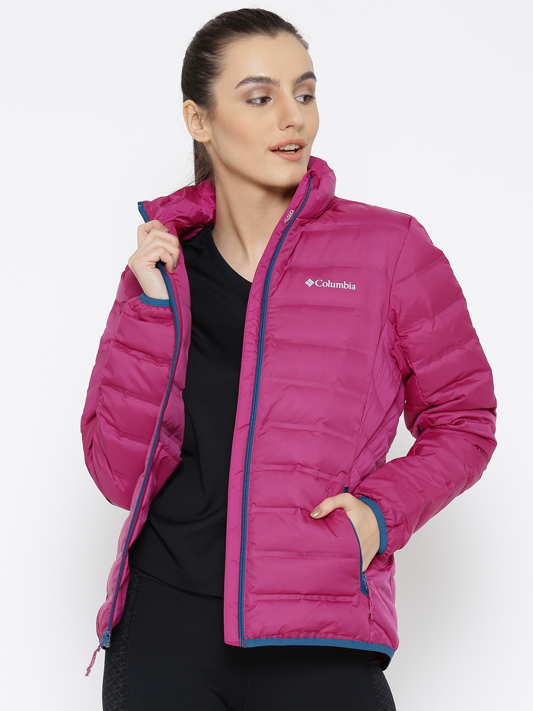 Columbia pink puffer on sale jacket