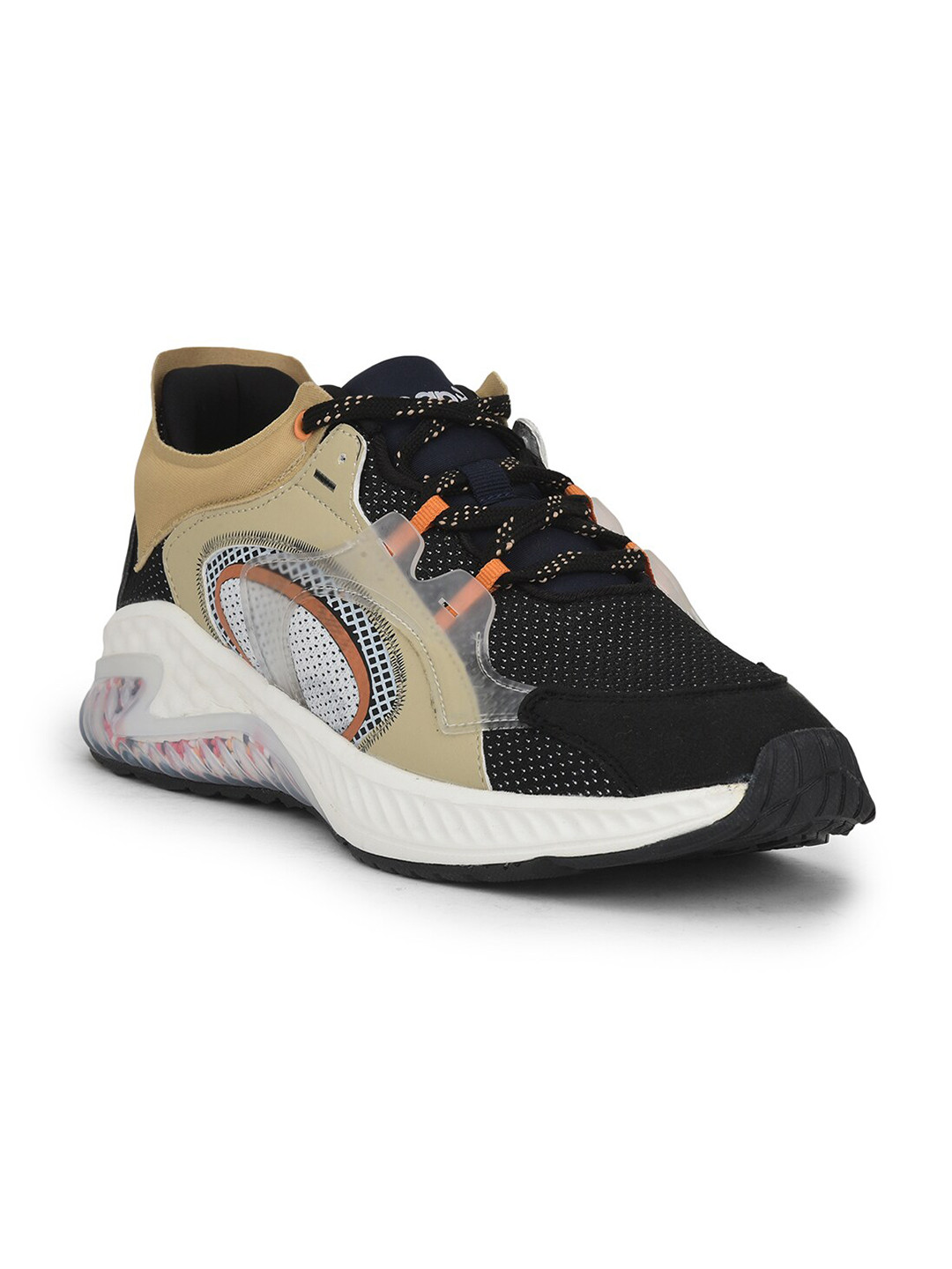 Liberty Men Black Mesh Walking Non-Marking Sports Shoes