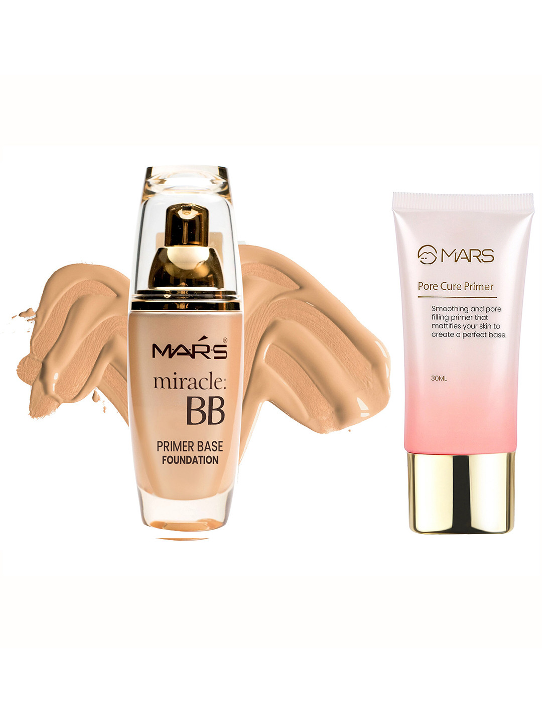 MARS Set of Miracle BB Primer Base Foundation - Beige 60 ml + Pore Cure Primer 30 ml
