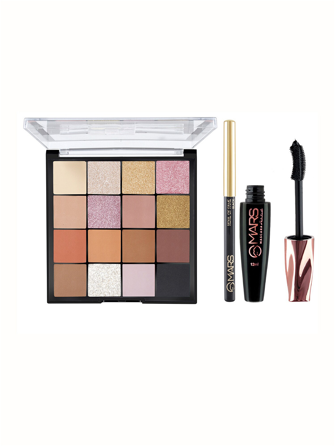 MARS 16 Shade Smoky Eyes Eyeshadow Palette 02 With Smudge Proof Mascara M01 & Kajal 01