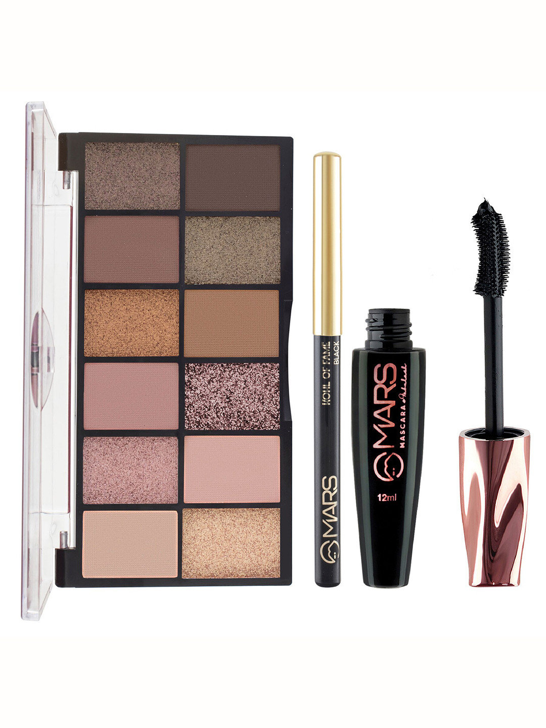 MARS 12 Shade Smoky Eyes Eyeshadow Palette  With Smudge Proof Mascara & Kajal
