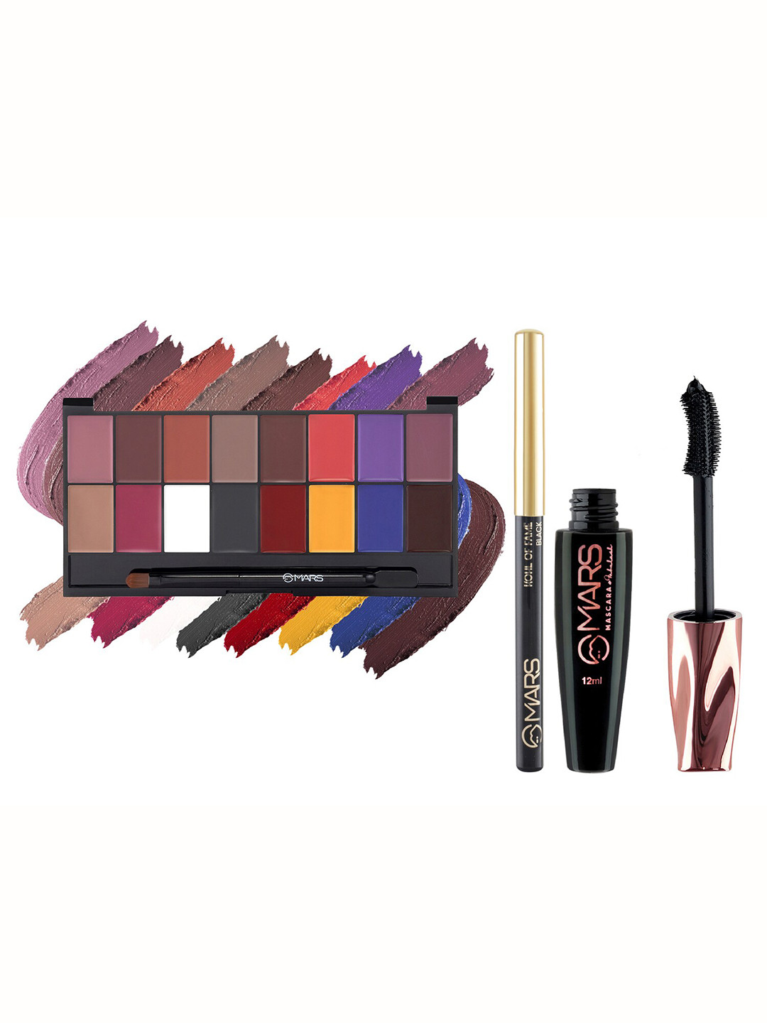 MARS 16 Color Ultra Lip Color Palette With Smudge Proof Mascara & Kajal