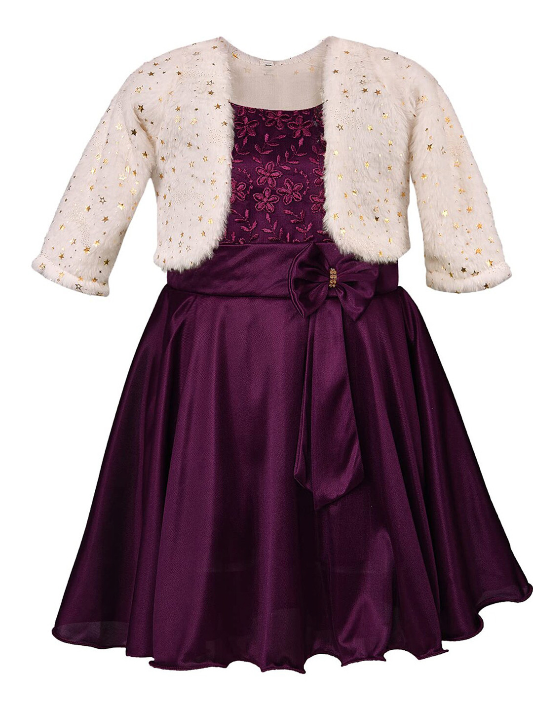 Wish Karo Purple Satin Dress With Jacket