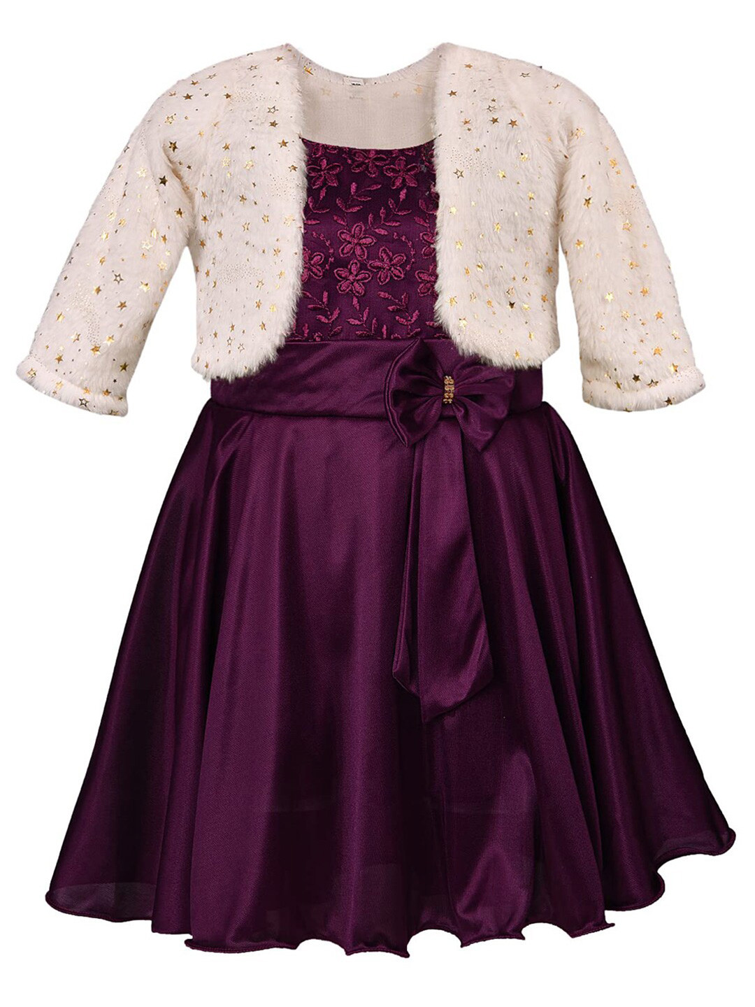 Wish Karo Purple Satin Dress With Jacket