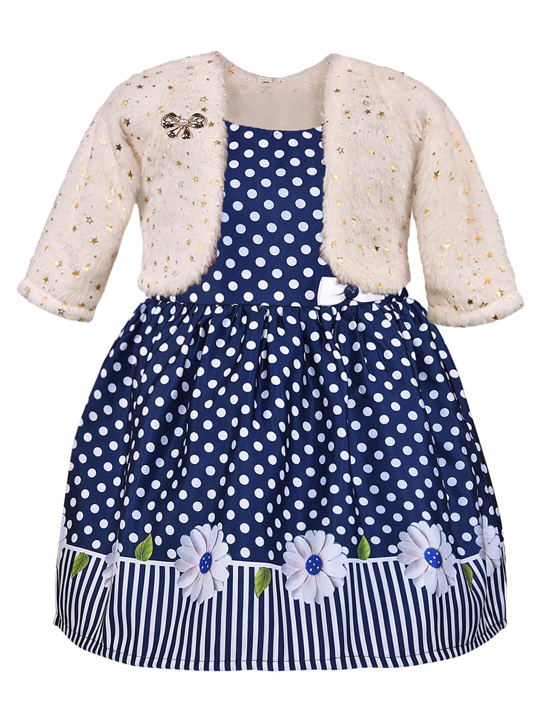 Wish Karo Girls Blue Satin Peplum Dress With Jacket