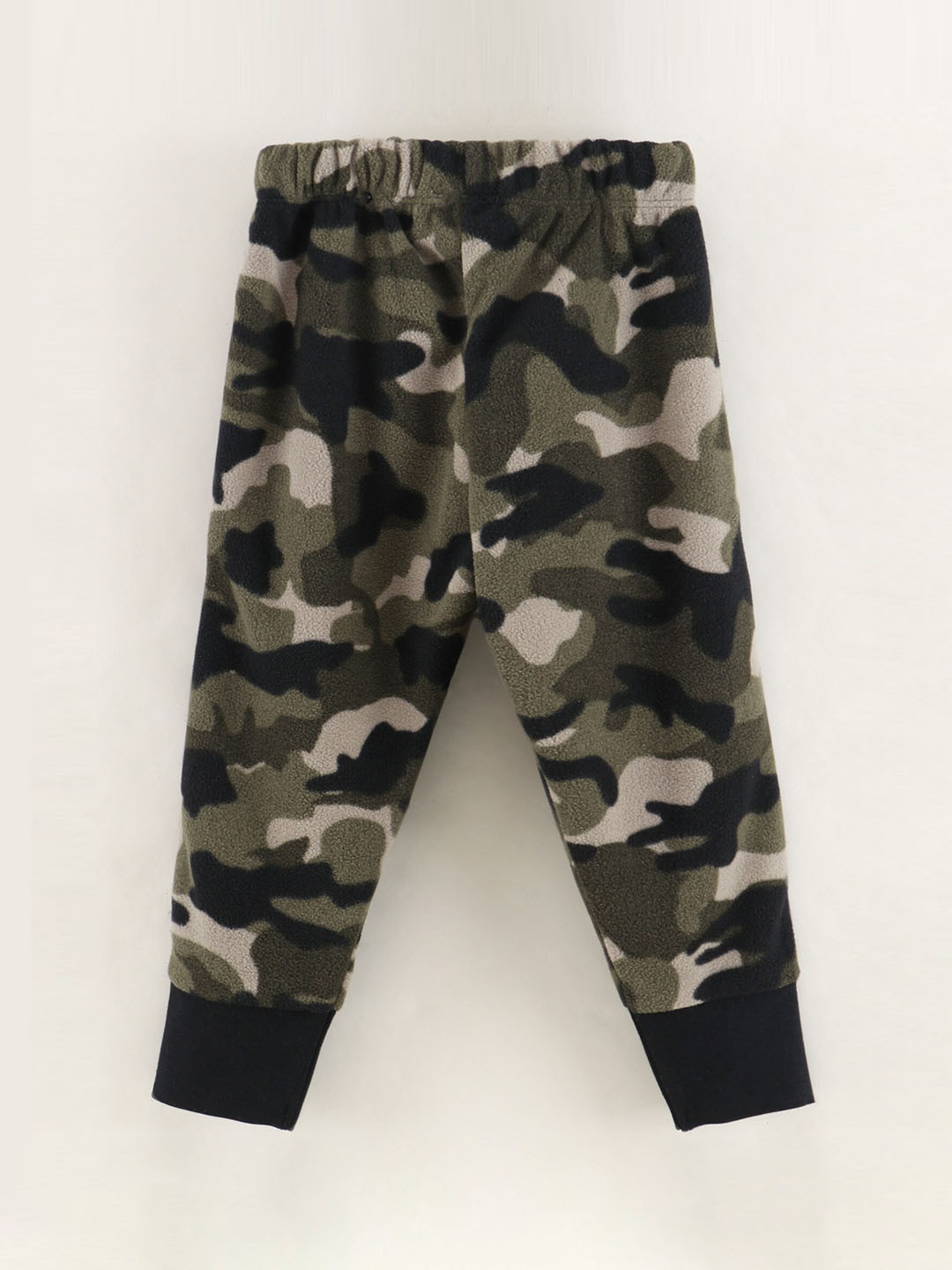 CrayonFlakes Girls Green & white Camouflage Slim Fit Polar Fleece  Joggers
