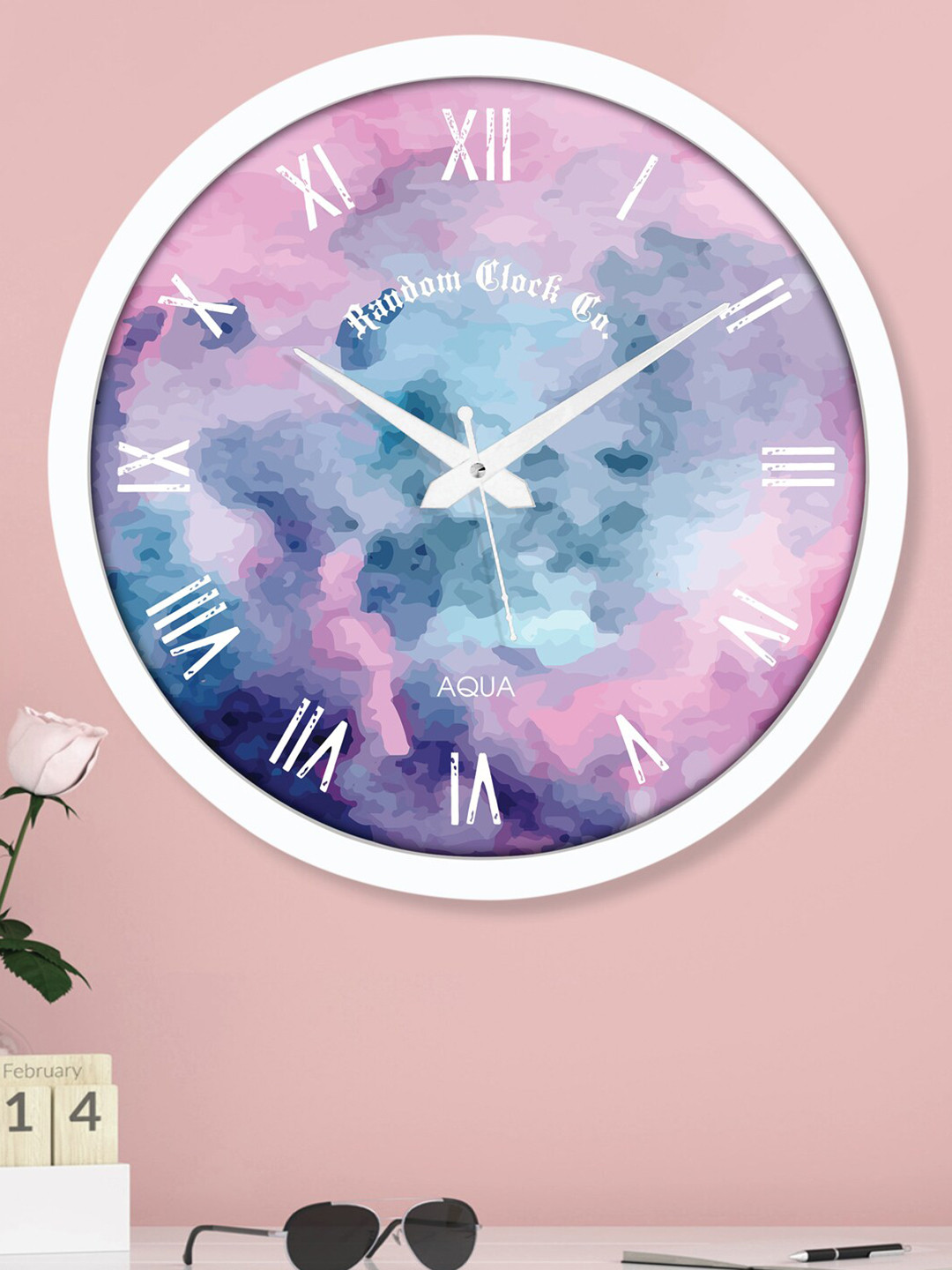 RANDOM Purple Plastic Large Display Round Battery Analogue Wall Clock-30.4cm