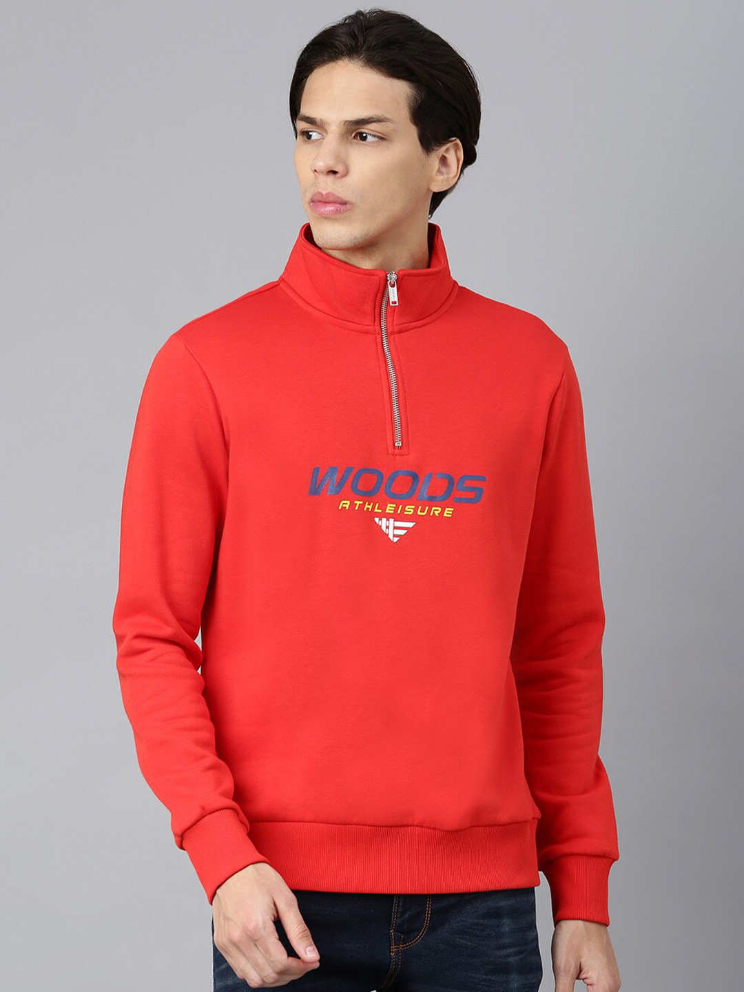 Woods Men Red Printed Cotton Sweatshirt