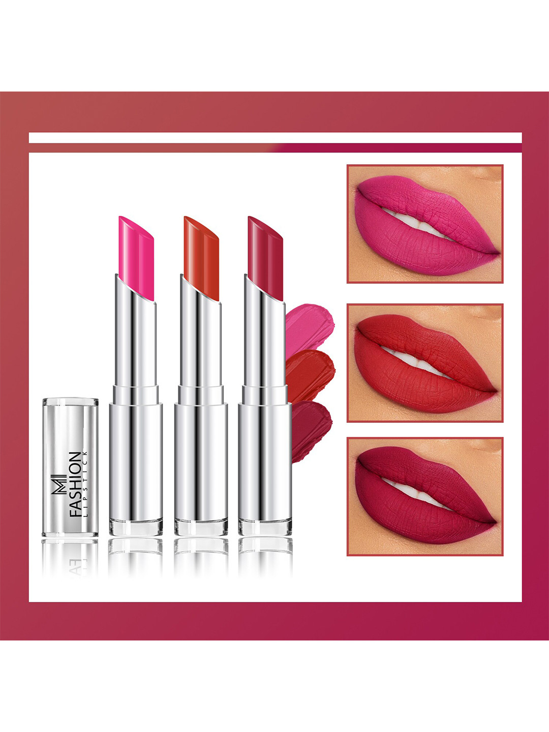 MI FASHION Set Of 3 Creme Matte Weightless Long Lasting Lipstick-  10.5gm