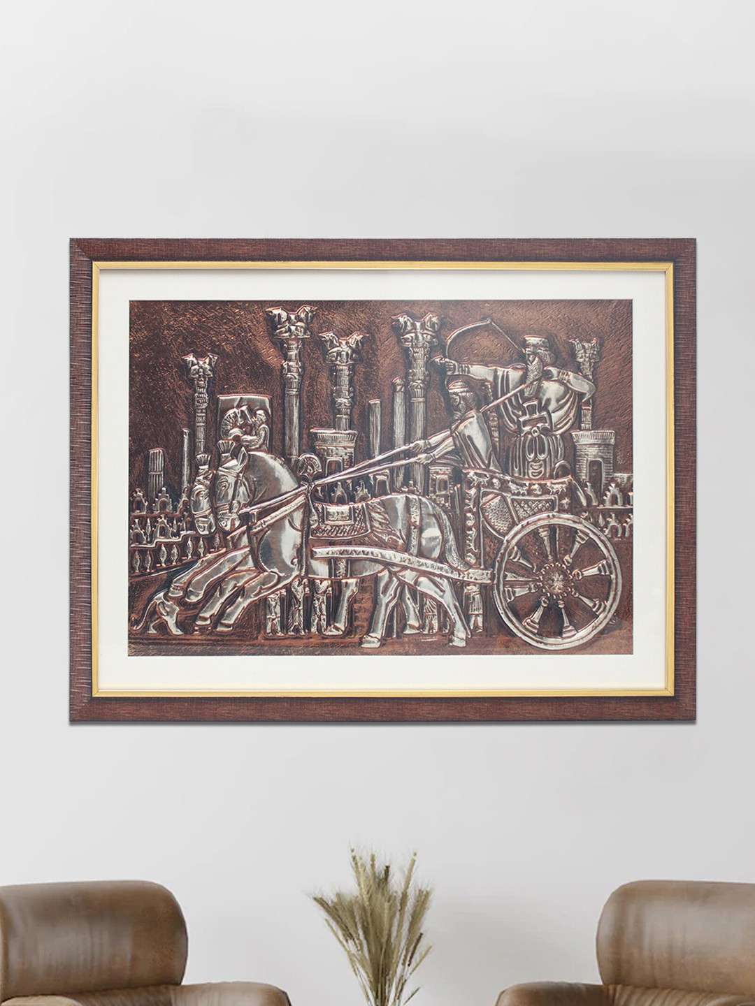 SHREE KALA HOME DECOR Pharohs Of The Mystic Egypt Foil Embossed Wall Painting