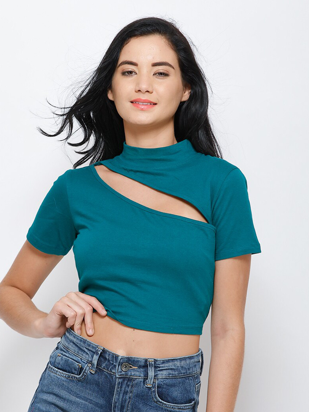 SCORPIUS Green Cut Out Crop Top