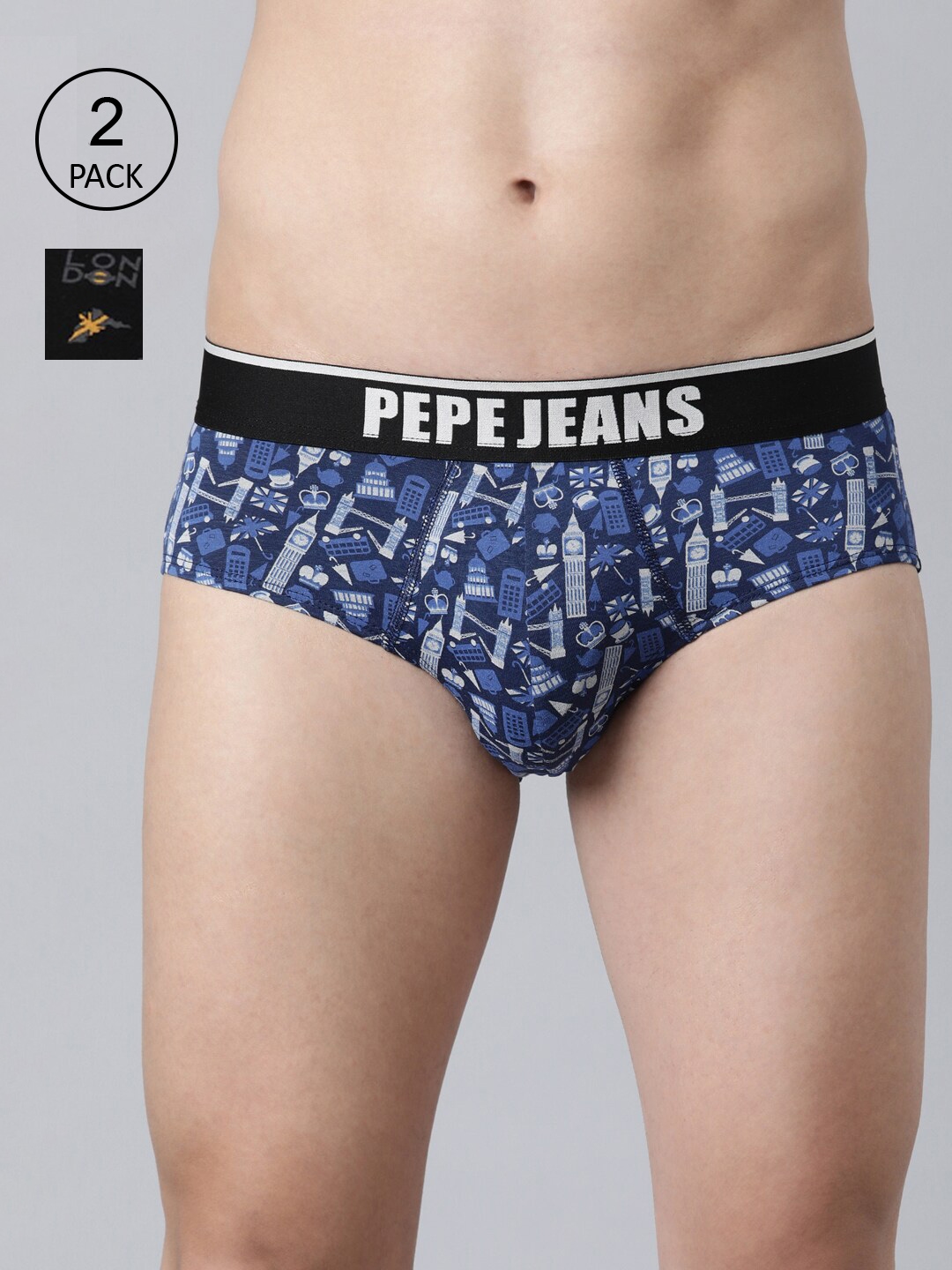 Buy Pepe Jeans Men Pack Of 2 Printed Basic Briefs - Briefs for Men 20639996