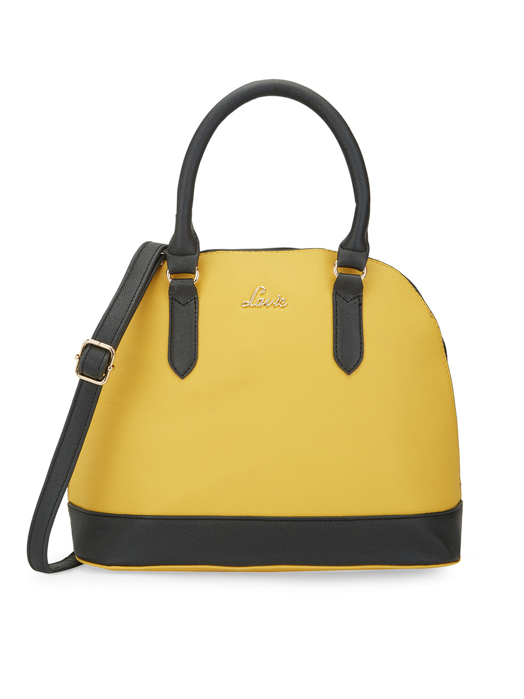 Lavie Yellow Colourblocked Structured Shoulder Bag