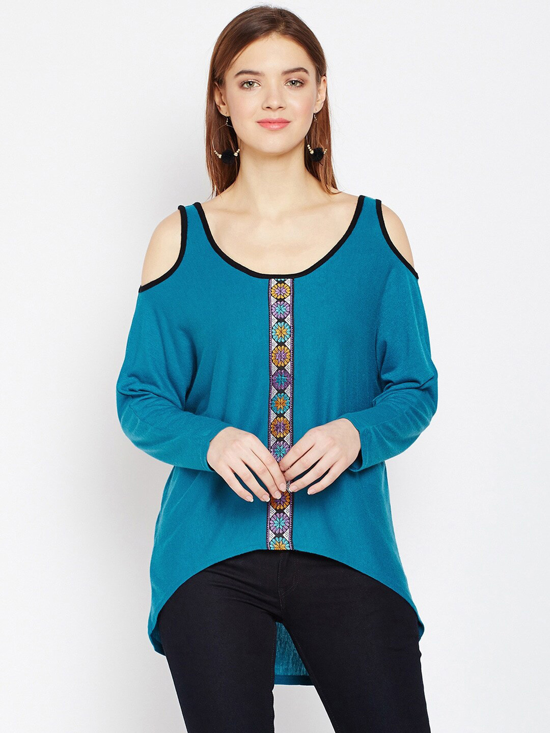 Be Indi Teal Pure Cotton High-Low Longline Top