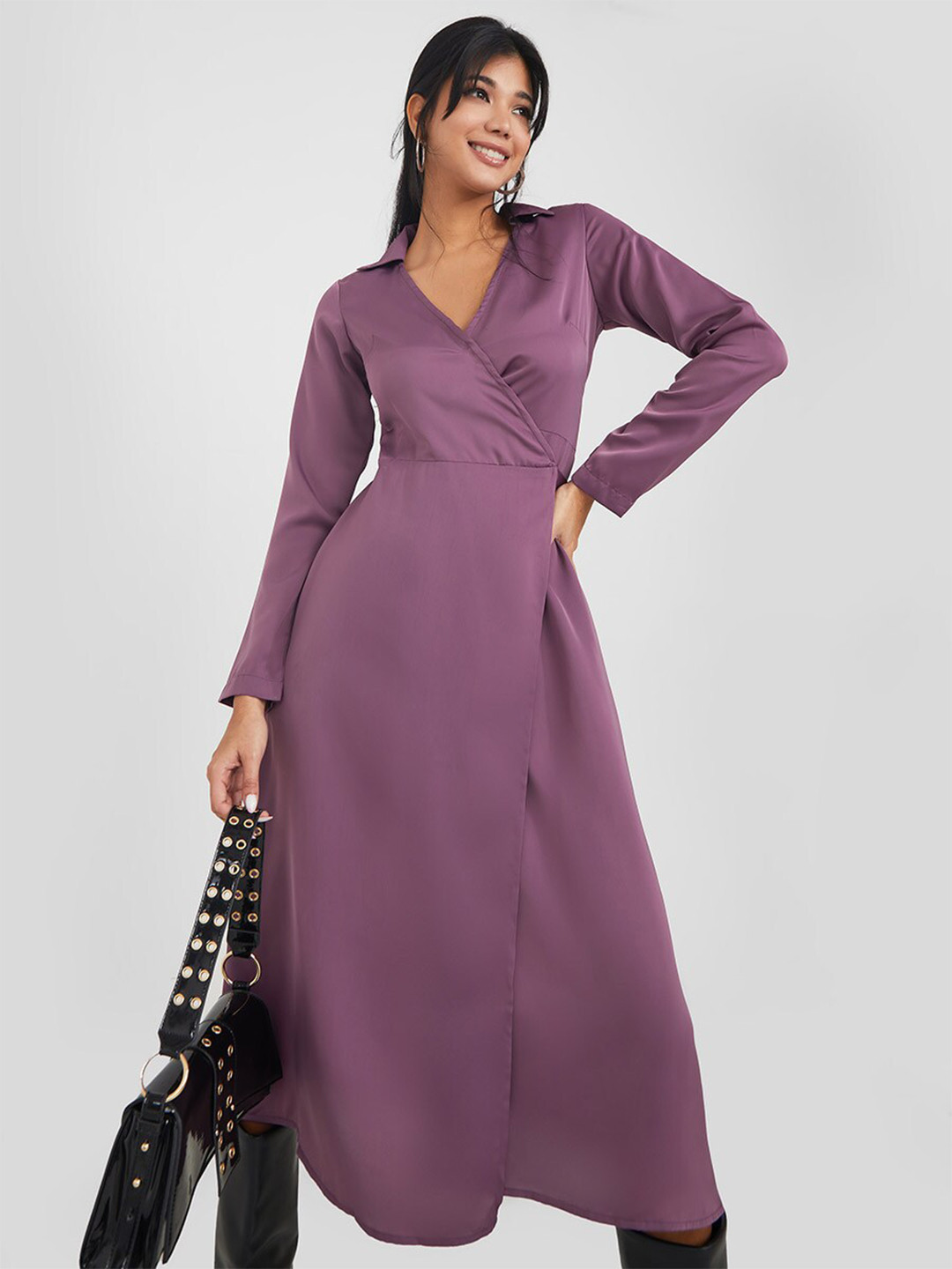 Styli Women Purple Midi Dress