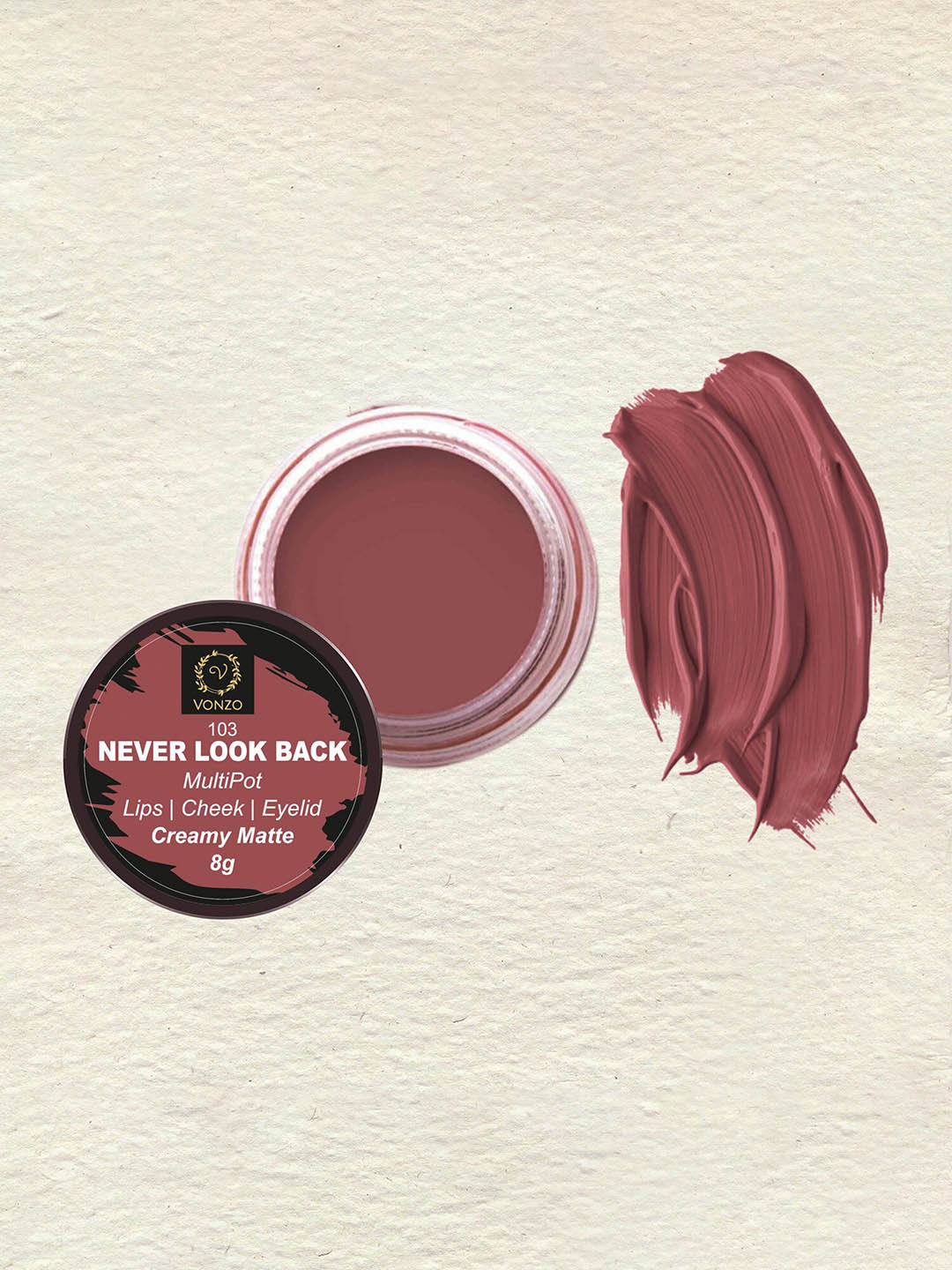 VONZO Creamy Matte MultiPot Lip & Cheek Tint With Essential Oils 8g - Never Look Back