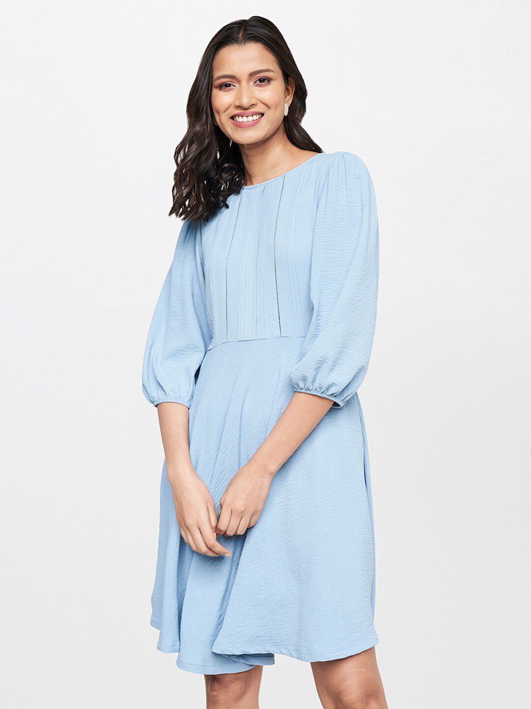 AND Blue A-Line Textured Dress