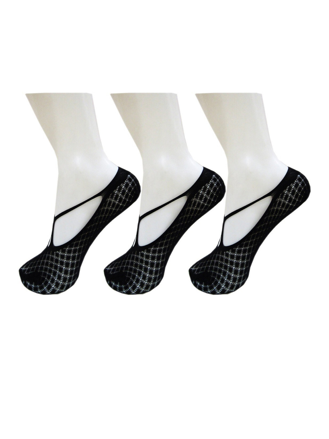 RC. ROYAL CLASS Pack Of 3 Women Black Patterned Shoe Liners