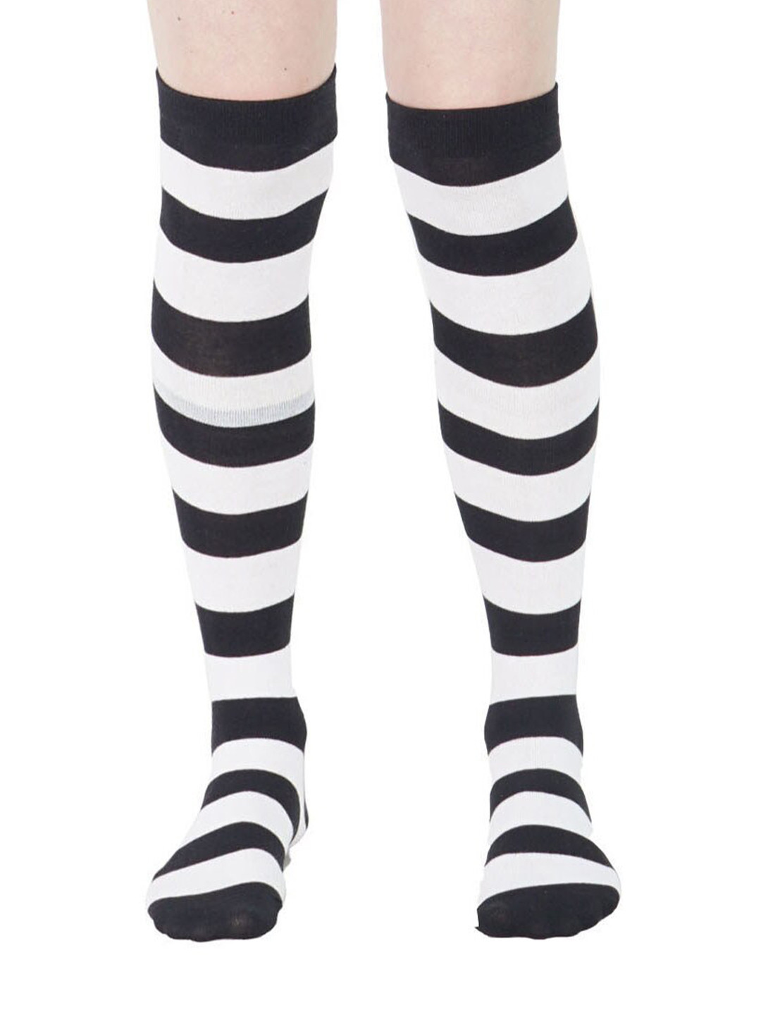 RC. ROYAL CLASS Women Black White Striped Cotton Socks