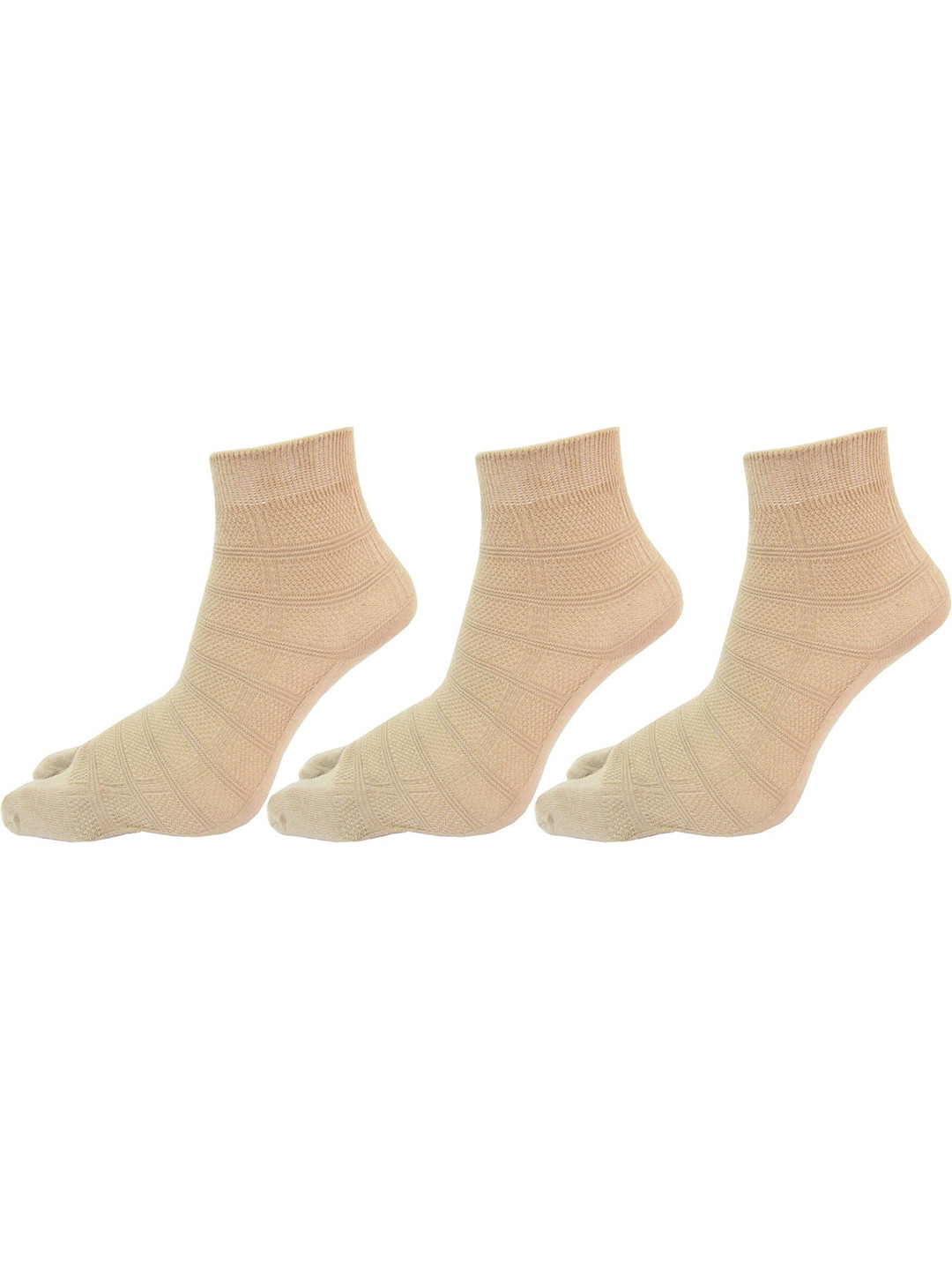 RC. ROYAL CLASS Women Pack of 3 Beige Cotton Ankle-Length Thumb Socks