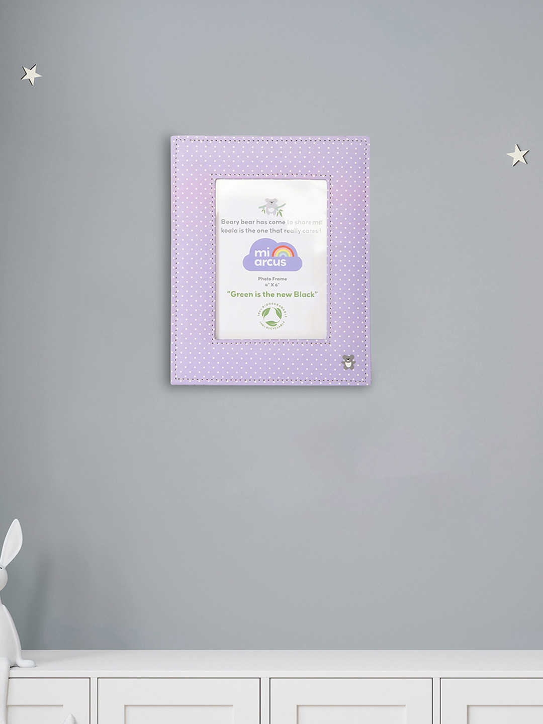 MiArcus 4x6 Inch Stand Photo Frame with Polka Dot Print Paper Finish - Purple