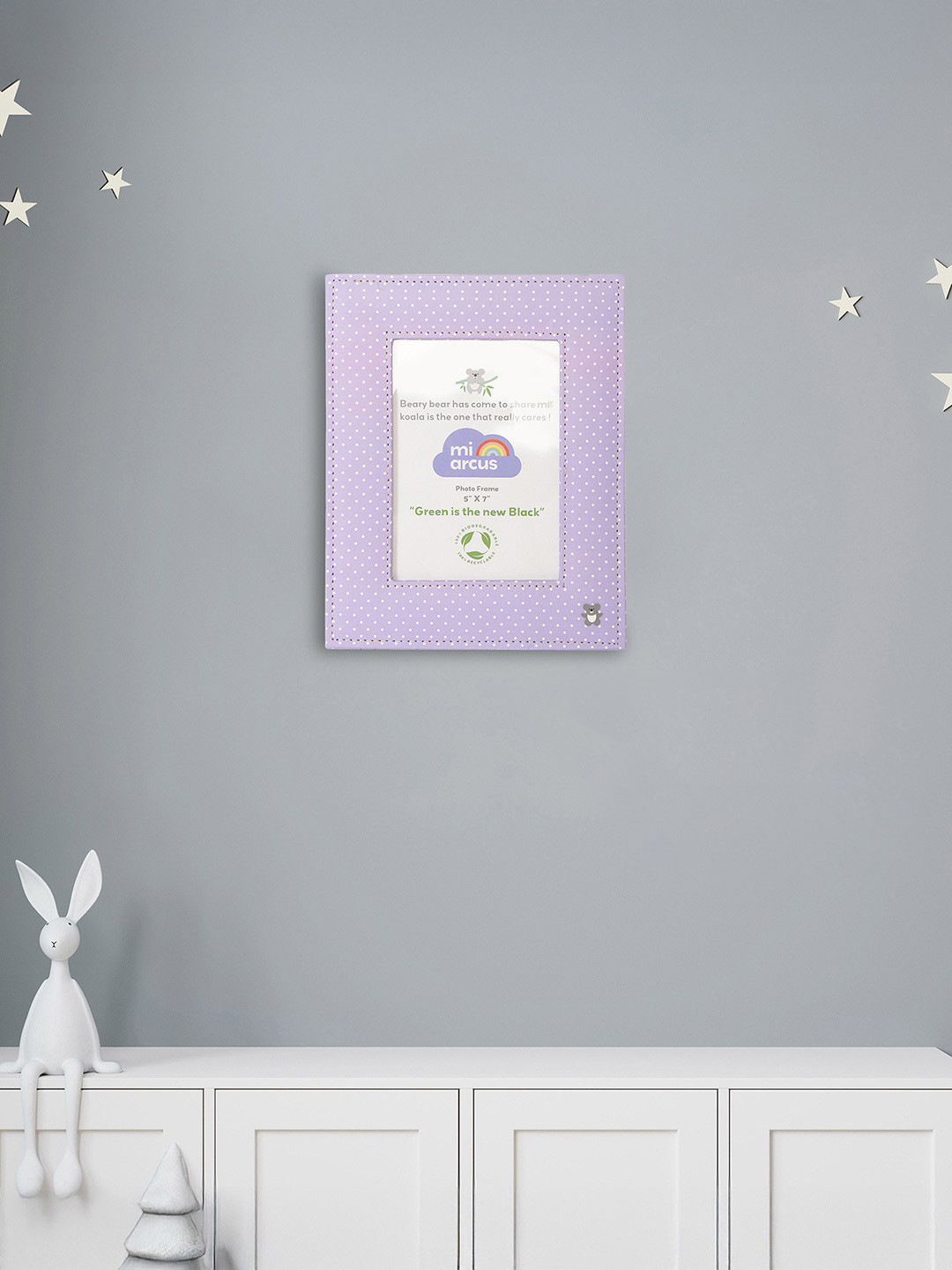 MiArcus 5x7 Inch Stand Photo Frame with Polka Dot Print Paper Finish - Purple
