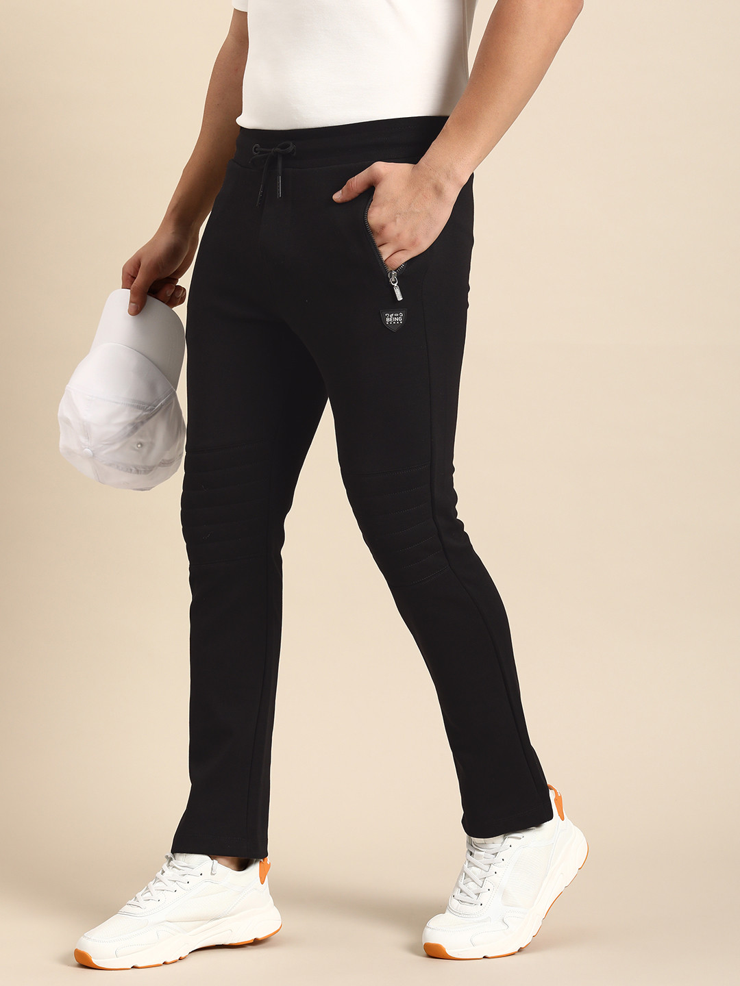 Being Human Men Solid Mid-Rise Track Pant