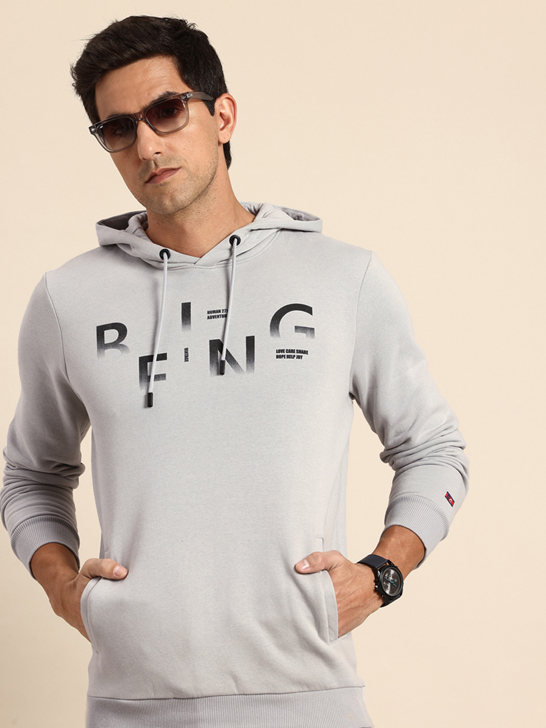 Being Human Typography Printed Hooded Sweatshirt