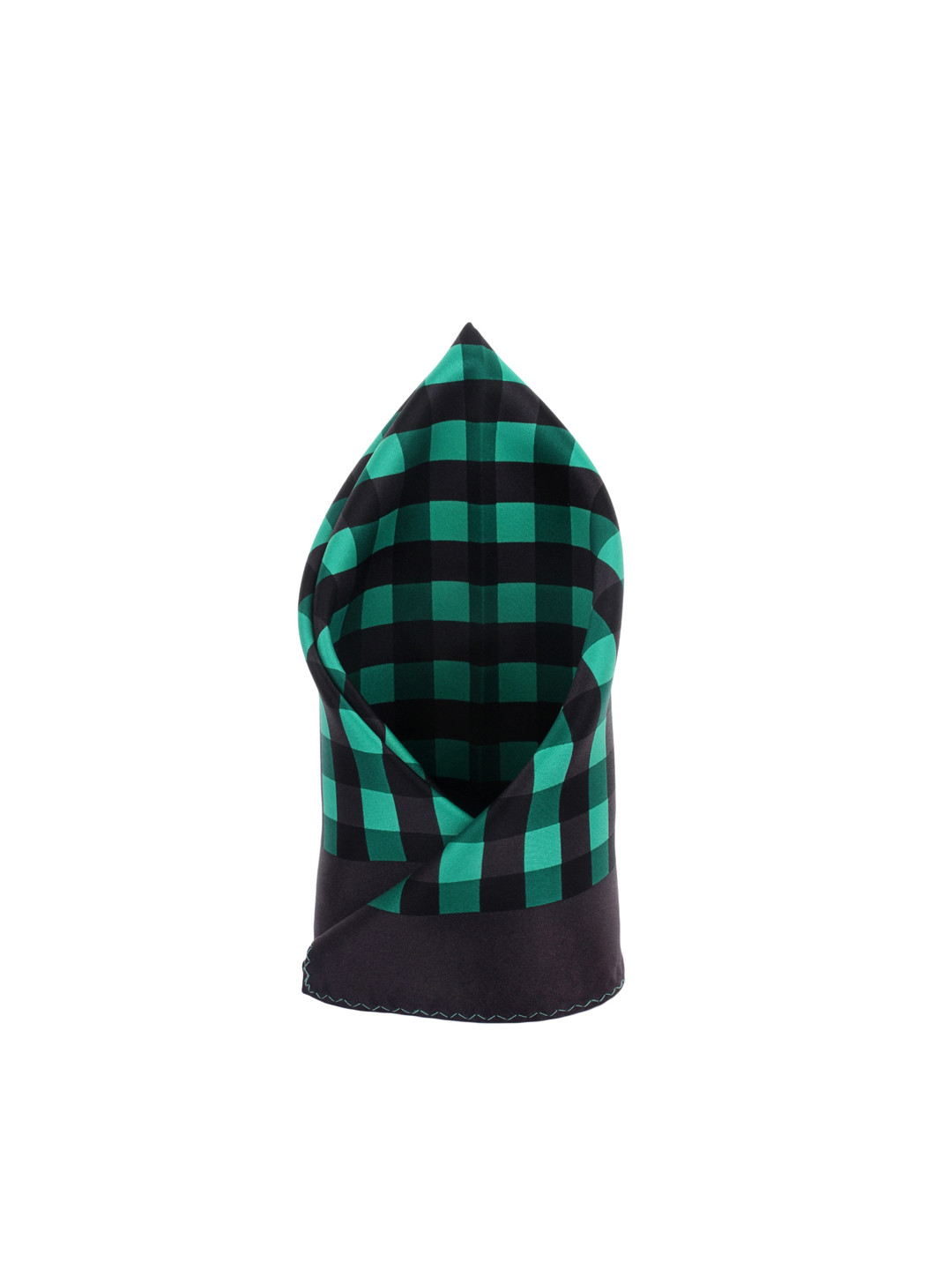 Alvaro Castagnino Men Black & Sea Green Checked Pocket Square