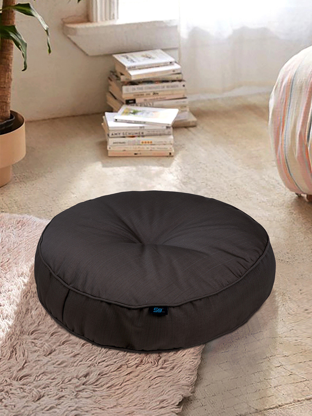 S9home by Seasons Coffee Brown Solid Round Floor Cushions
