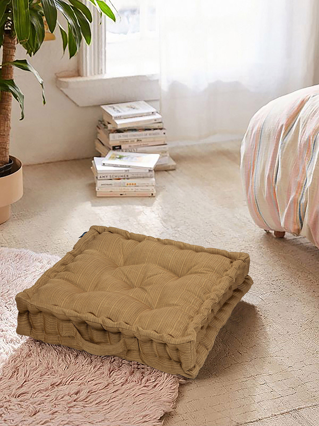 S9home by Seasons Gold Textured Square Floor Cushion