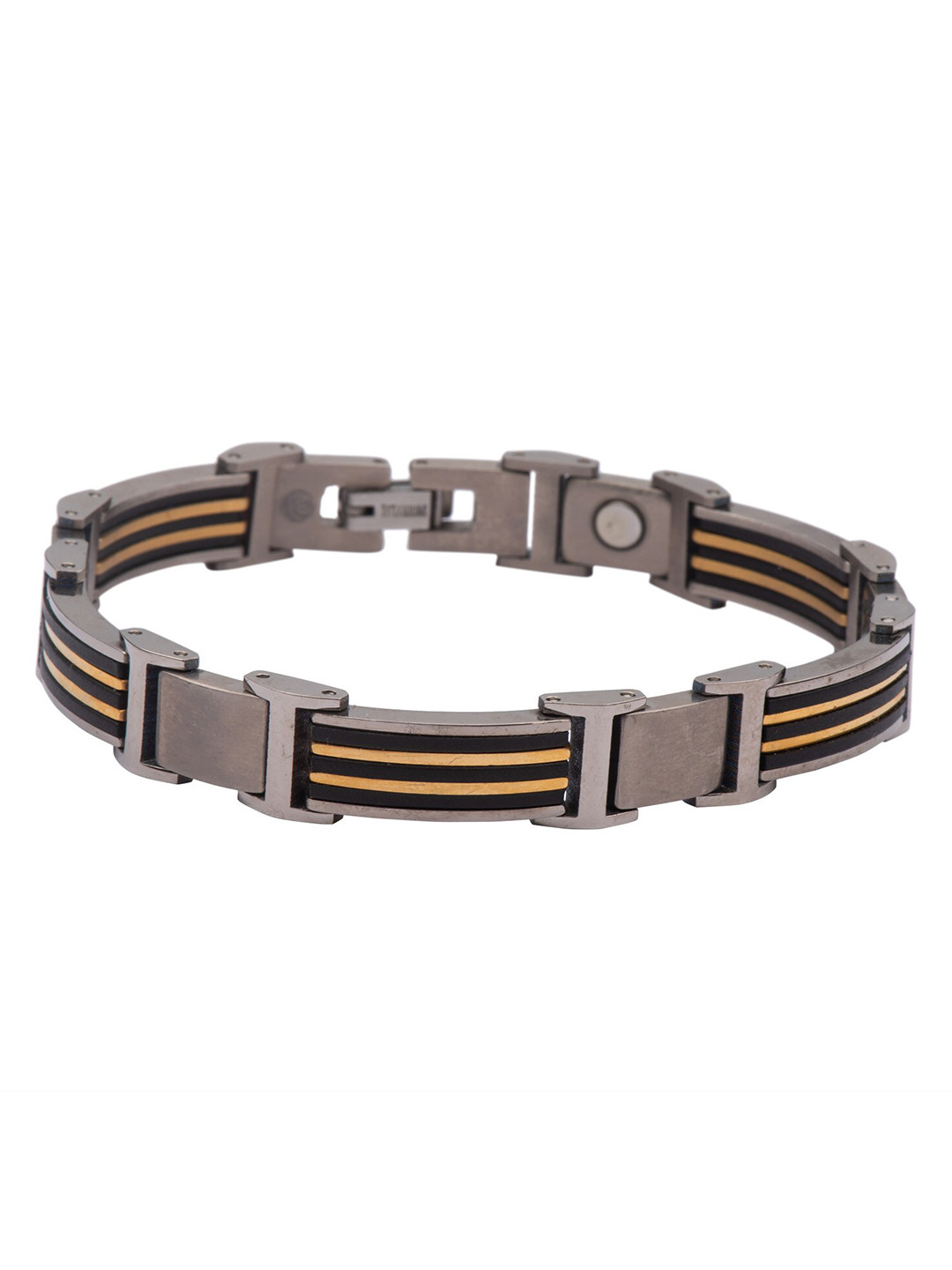 The Tie Hub Men Gold-Toned & Black Wraparound Bracelet