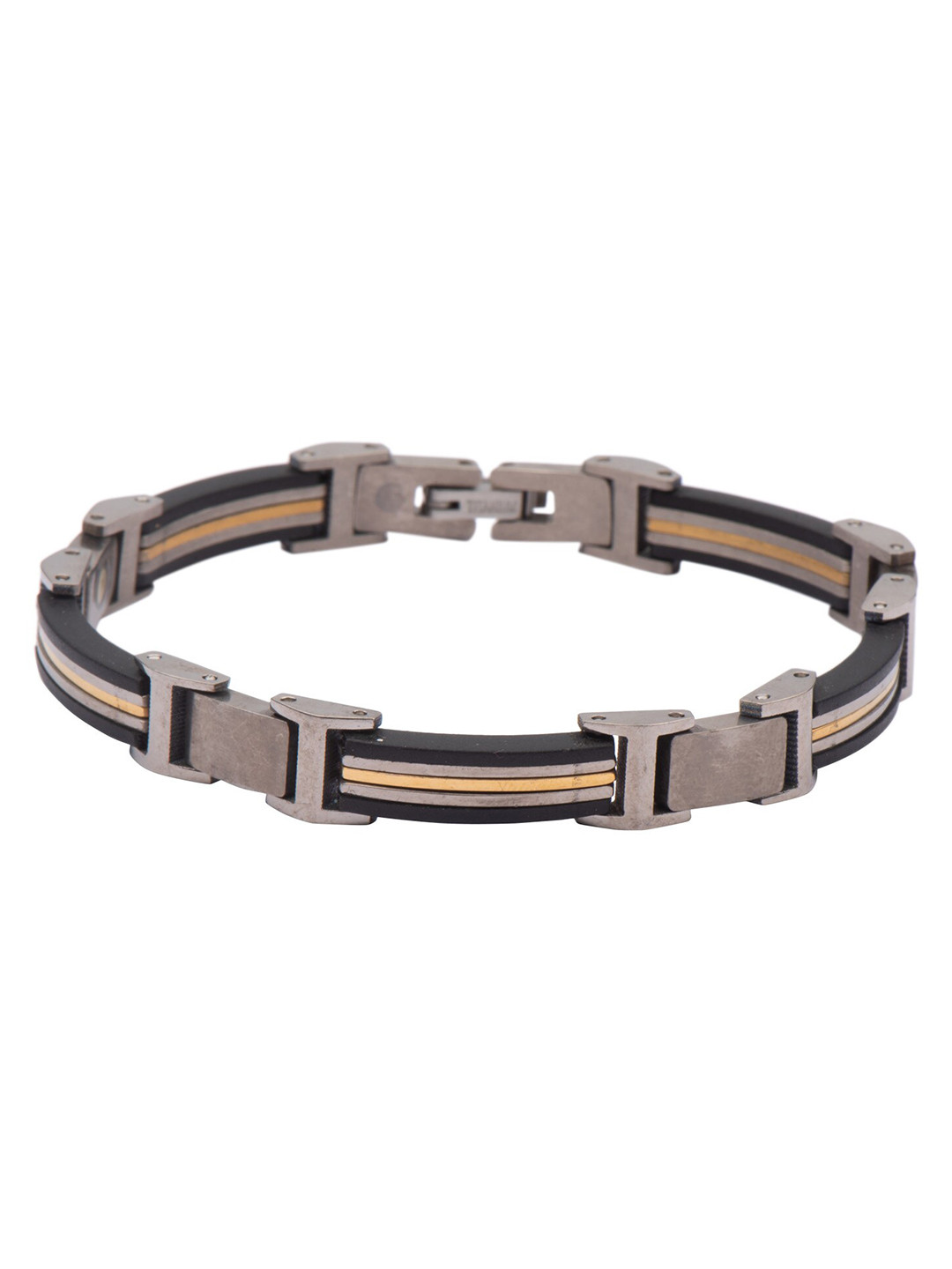 The Tie Hub Men Gold-Toned & Black Wraparound Bracelet
