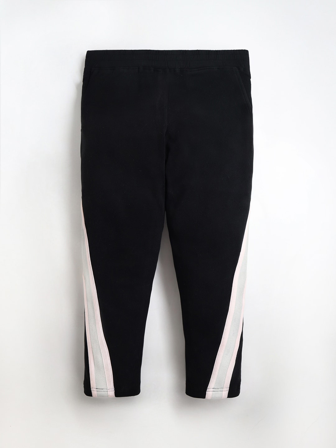 Cherry Crumble Girls Black & White Colorblocked Slim-Fit Track Pants
