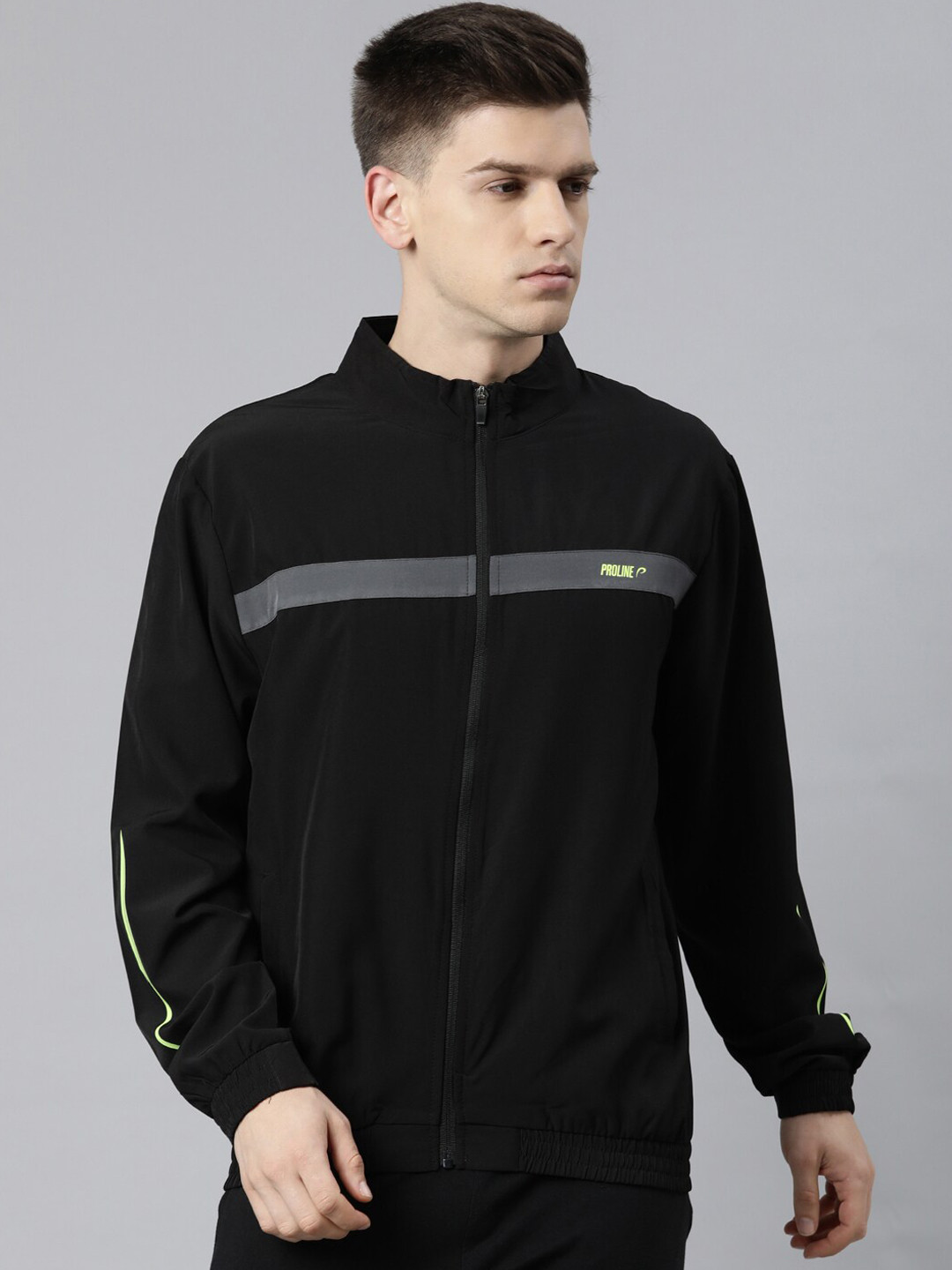 Proline Active Men Black Outdoor Bomber Jacket