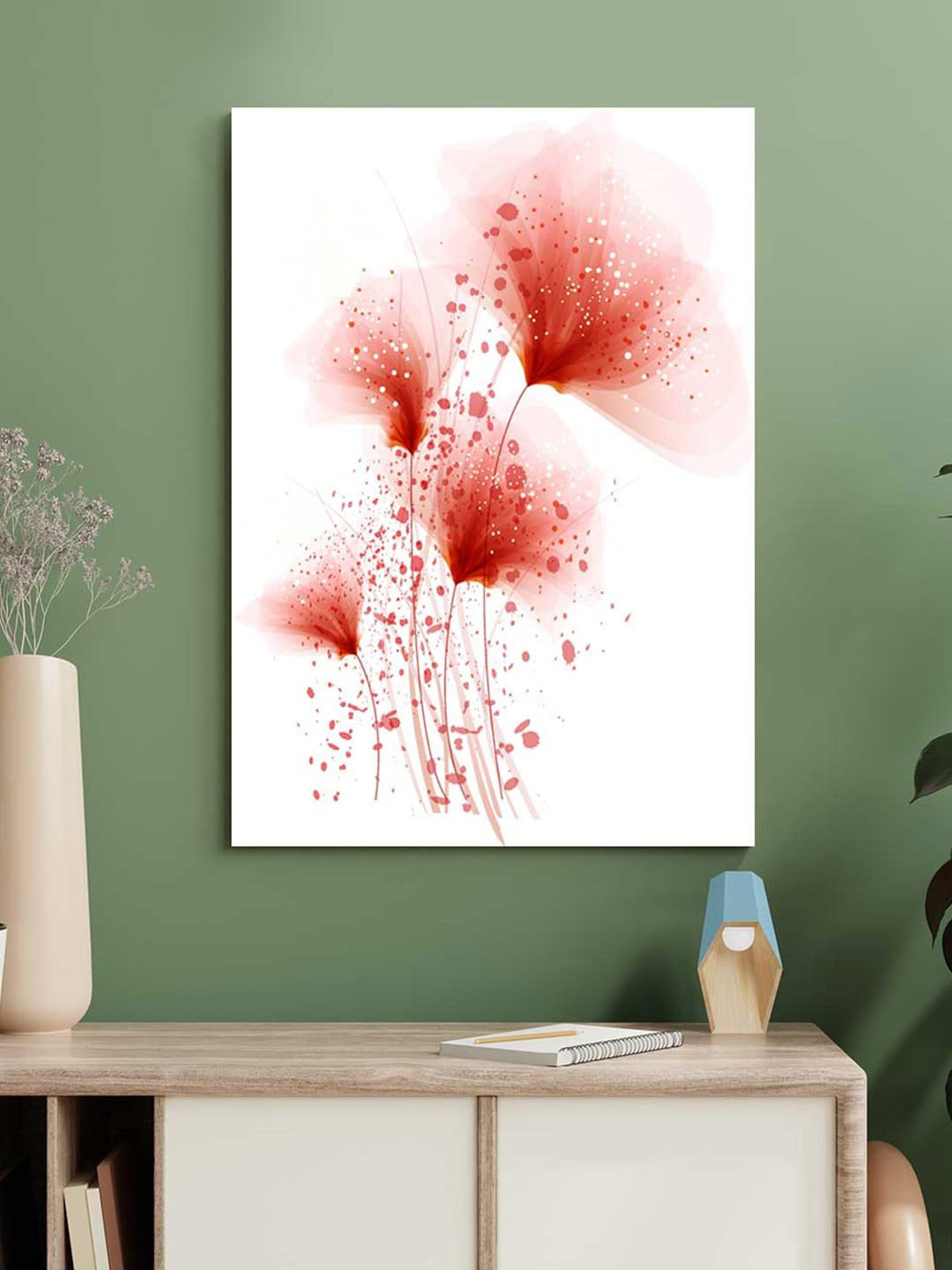 Art Street White Floral Printed Painting Canvas Wall Art