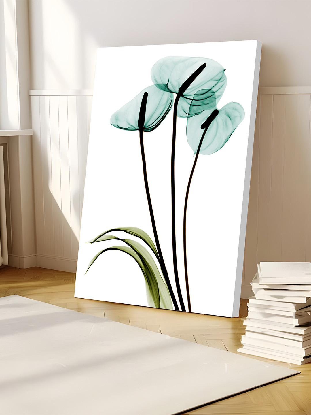 Art Street Transparent Flower Canvas Wall Rectangle Paintings Wall Art - 22 x 16In