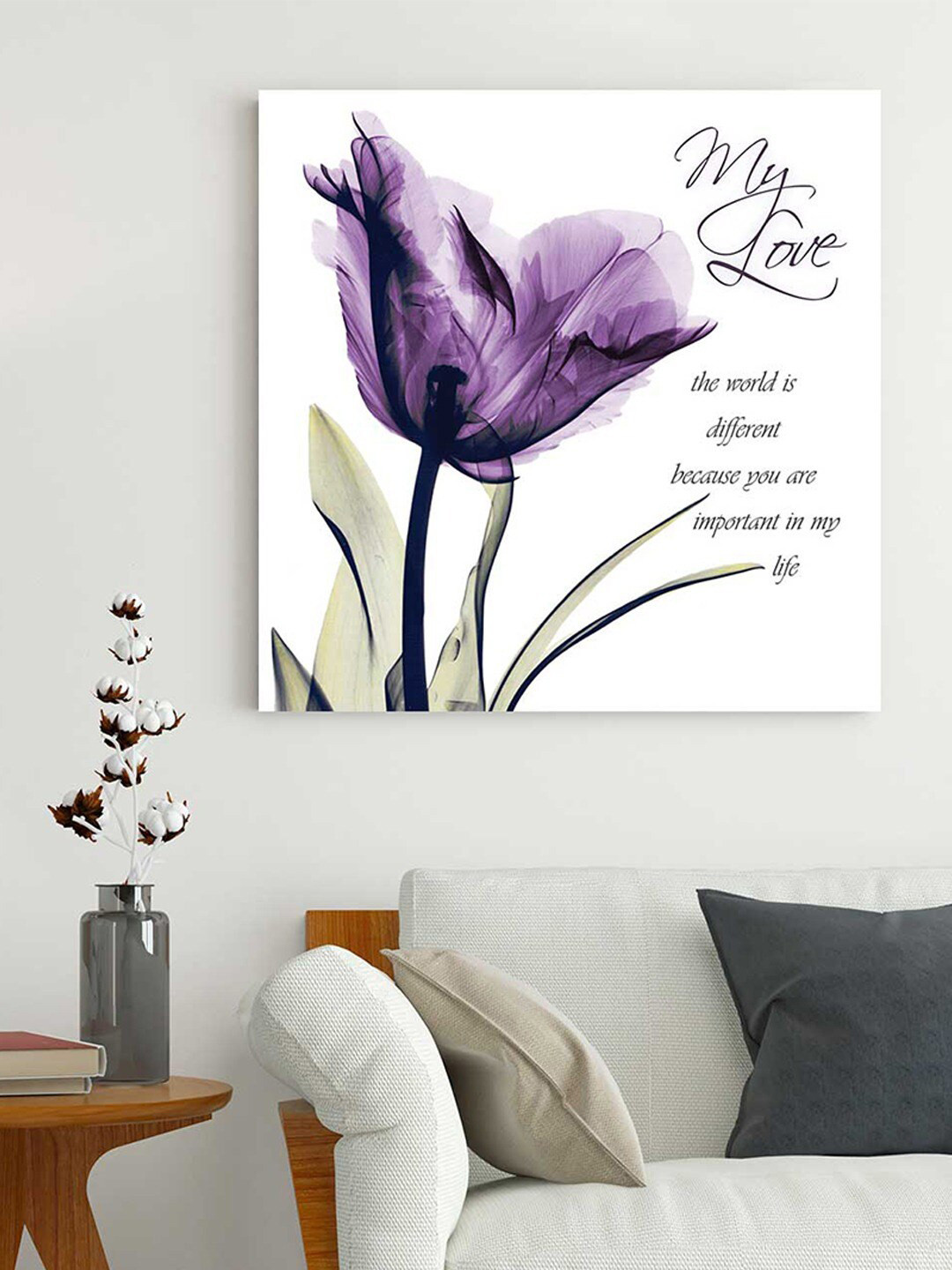 Art Street White & Purple Painted Canvas Wall Art